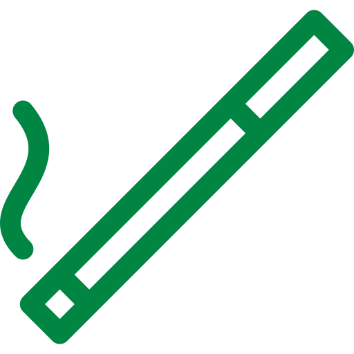 Icon of a green cigarette with smoke.